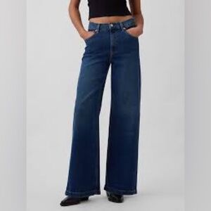 GAP High Rise Stride Wide Leg Jeans Dark Wash Size 31